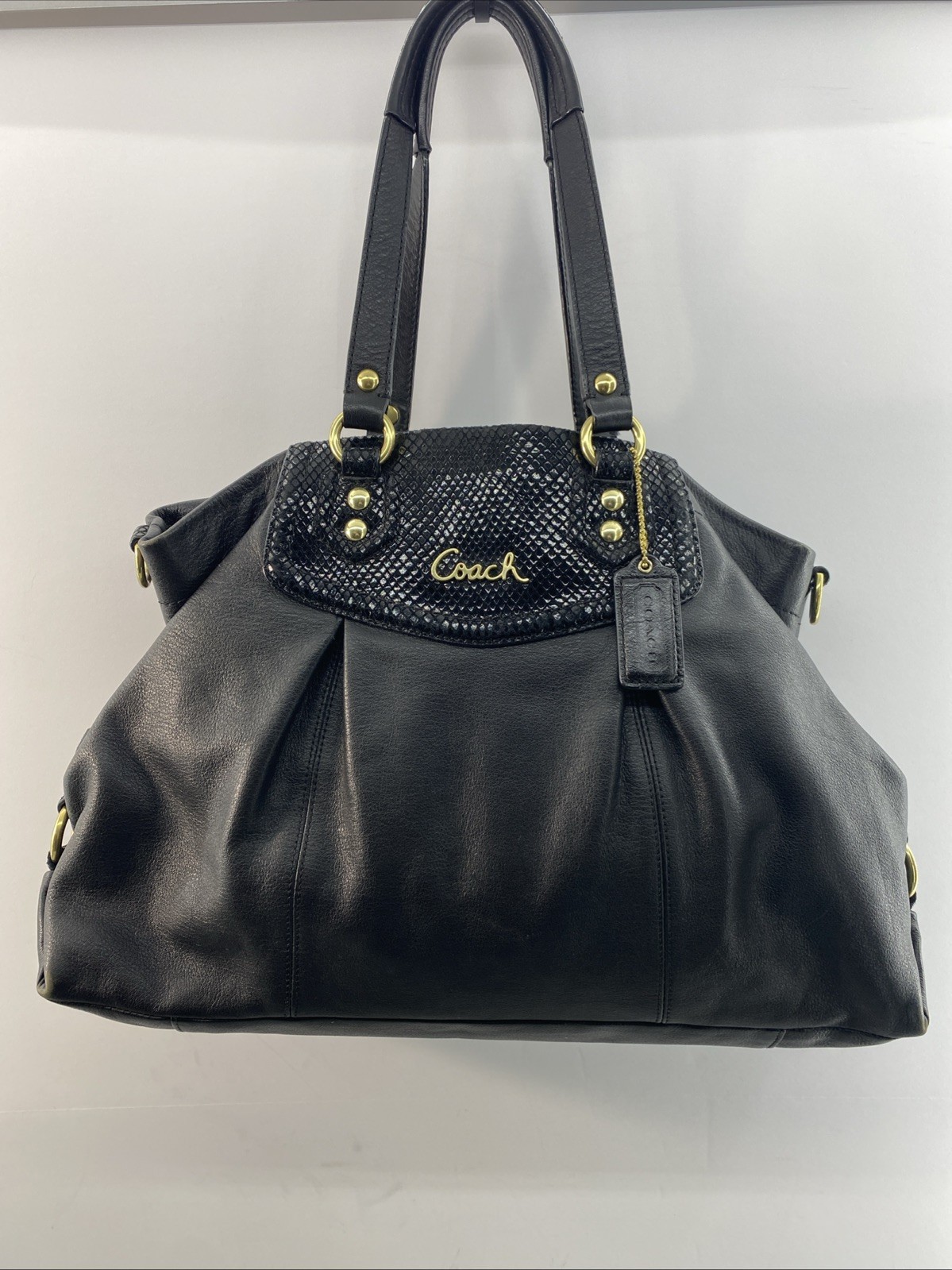 Coach Ashley Black Python Leather Satchel Shoulde… - image 1
