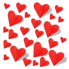 60 Pcs 3D Heart Wall Stickers Valentines Day Wall Decorations 5 60 PCS Red