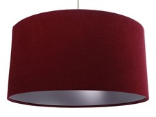 Pendelleuchte Bordeaux Silber Stoff rund Ø50cm AIMEE Wohnzimmer Esstisch Lampe