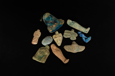 Altägyptische seltene Fayence Ushabti & heiliges Amulett Artefakt Sammlung