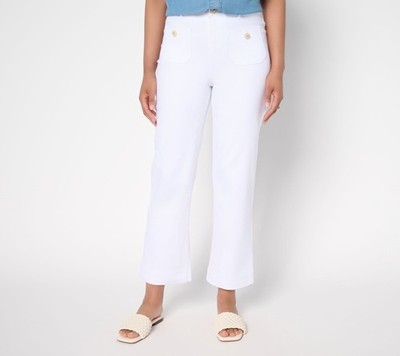SUNNYLiFE Women's Petite Pants 12P Luxe Vintaged Denim Trousers Bee White