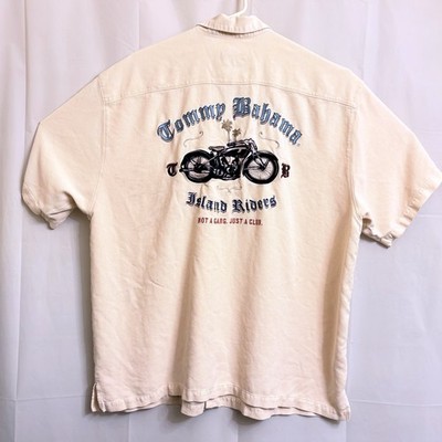 Tommy Bahama Men's Island Riders Button Down Shirt XXL 2XL Beige 100% Silk