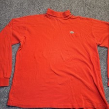 Lacoste IZOD Red Turtle Neck 100 Cotton Pullover Vintage Green Crocodile