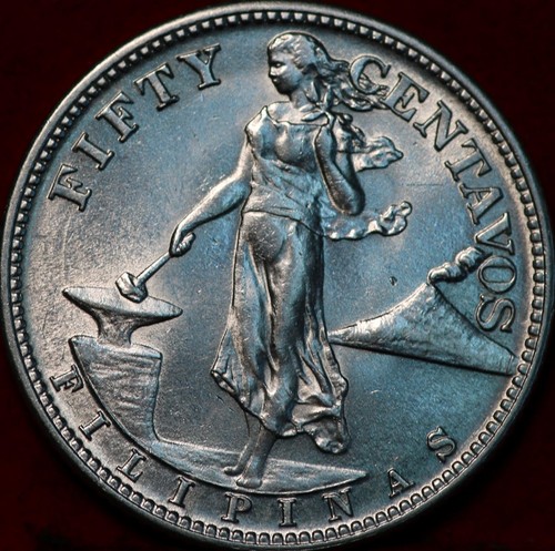 Uncirculated 1944-S Philippines 50 Centavos Silver Foreign Coin - Picture 2 of 2