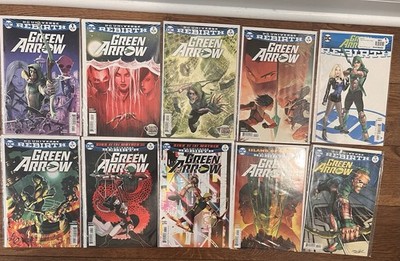 Green Arrow (2016) lot. Issues 1,2,3,4,5,6,7,9,10 & Rebirth 1 variant