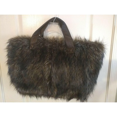 Sherry Cassin Illusion Faux Fur Purse $229 Medium BROWN New