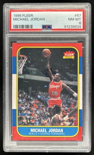 1986-87 Fleer Michael Jordan Rookie RC #57 Bulls PSA 8