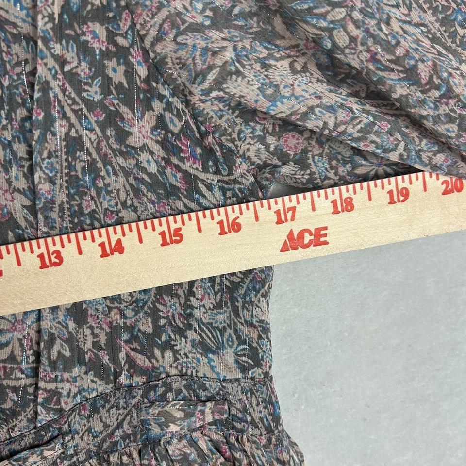 Lucky Brand Dress L Floral Smocked Midi Tiered Boho Peasant - Image 2 of 4