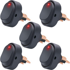 Twidec/5Pcs LED Lighted Rocker Switch Toggle 12V 30A SPST 3 Pin On-Off Red round