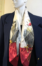 VTG UNUSED HERMES Chasse a VoL Carre 90 Silk Scarf Wine red y5248