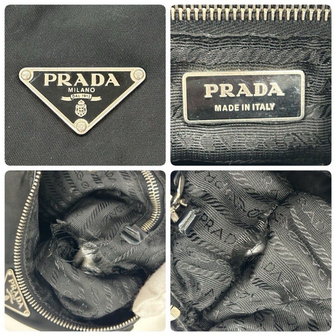 PRADA triangle logo python pattern black nylon on… - image 9
