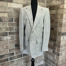 VTG Cesarani Herringbone Tweed Blazer Sport Coat Gold Button Mens Size 40R 30D6