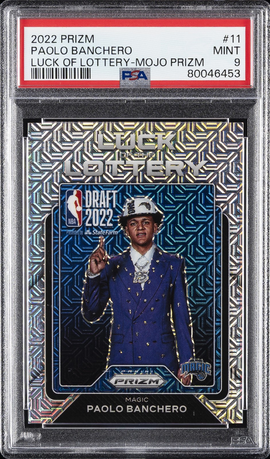 2022 PANINI PRIZM LUCK OF THE LOTTERY MOJO PRIZM #11 PAOLO BANCHERO 22/25 PSA 9