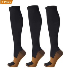 3 Pairs Copper Compression 20-30mmHg Graduated Support Socks Men Womens S-XXL