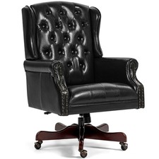 Faux Leather Executive Office Chair High Back Tufted Wingback Swivel Rocking