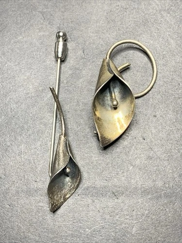 STERLING SILVER 925 lot Brooch O2 Vintage Lilly Flower Pen Pocket Pick Pin Mom