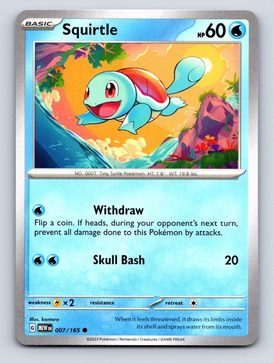 Basic Squirtle HP 60 Withdraw Ability Skull Bash Pokémon Blue