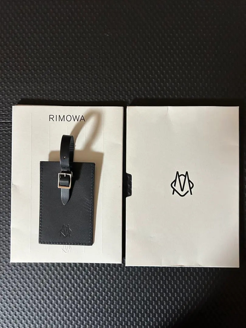 RIMOWA New Logo Black Luggage Tag Name Card w/ Strap Authentic