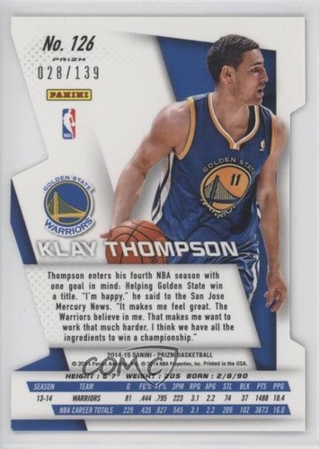 2014-15 Panini Prizm Purple Die-Cut Prizm /139 Klay Thompson #126 - Picture 2 of 4