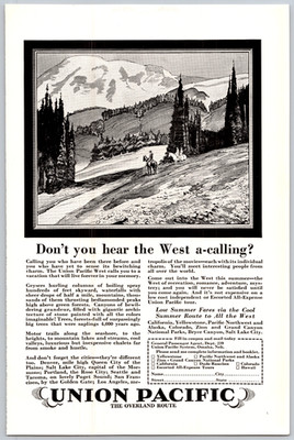 1928 Advertising Print Ad Union Pacific Overland Route Don't You Hear the West