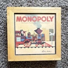 Parker Brothers Monopoly Board Game Wooden Box Vintage Money Bronze Tokens 2001