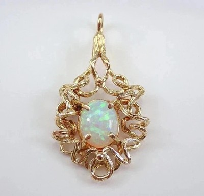 2Ct Oval Cut Lab-Created Fire Opal Women's Pendant 14k Yellow Gold Plated Silver
