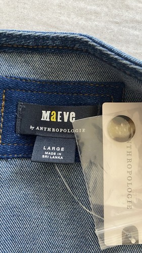 Anthropologie MAEVE High Square-Neck Button-Front Denim Mini Dress Size L NWT - Picture 6 of 12