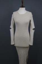 Current / Elliott Gray Striped Cutout Long Sleeve Quince Midi Dress Size  0