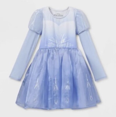 Girls' Disney Frozen 2 Elsa Long Sleeve Cosplay Dress - Light Blue XXL-MSRP $24