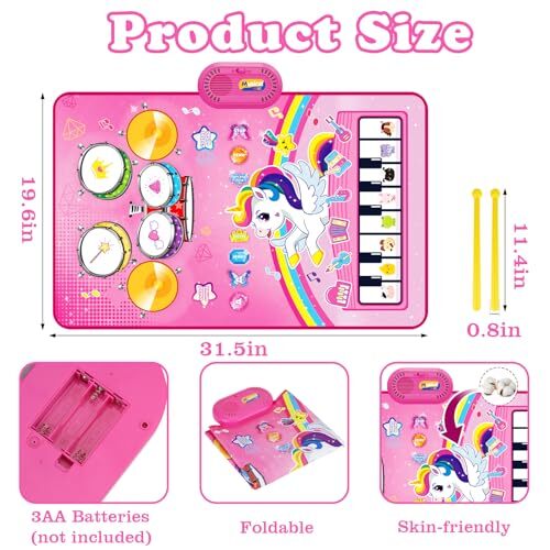 Toys for 1 Year Old Girl Gifts: Baby Musical Mat Toddler Toys Age 1-2 - 3 in 1 - Picture 5 of 7