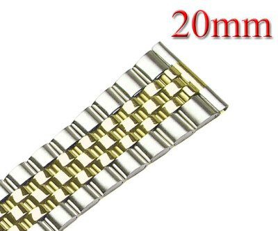 18mm 20mm Two Tone Stainless Steel Flat End Jubilee Watch Band