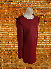 MANGO RED DRESS MEDIUM WOMENS LONG SLEEVE BLACK DOGTOOTH FRILLY TIGHT FIT SHORT