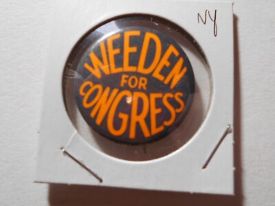 1-1/4'' orange letter Weeden New York U.S. House cello pinback button