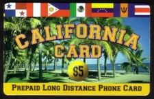 $5 California Pre-Paid Phone Card: Palm Trees and International Flags