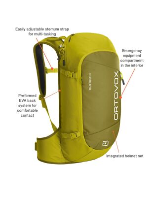 ORT パック Ortovox Tour Rider 30L Ski Touring Backpack, Dirty Daisy One Size