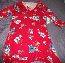 ALMOST FAMOUS Red Dress with Blue Floral Pattern Plus Size XXL