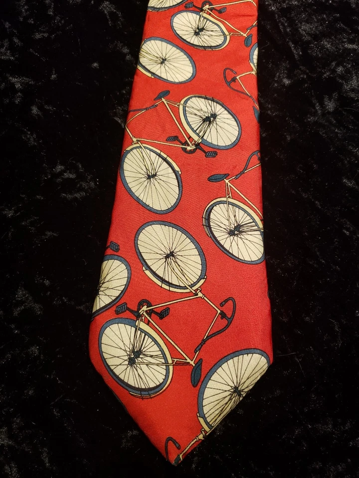 Corbata para cuello de bicicleta Lands' End para hombre roja blanca gris estampada desgaste profesional Foto 2 de 4