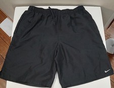 Nike Men's Elastic Waist Tie Closure Mesh Lined Black Swim Trunks Large B11