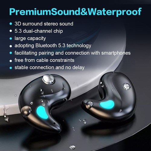 Nuevo Auriculares Inalámbricos Invisibles para Dormir Moda BT5.3 Auriculares Auriculares Ocultos Reino Unido - Imagen 12 de 18