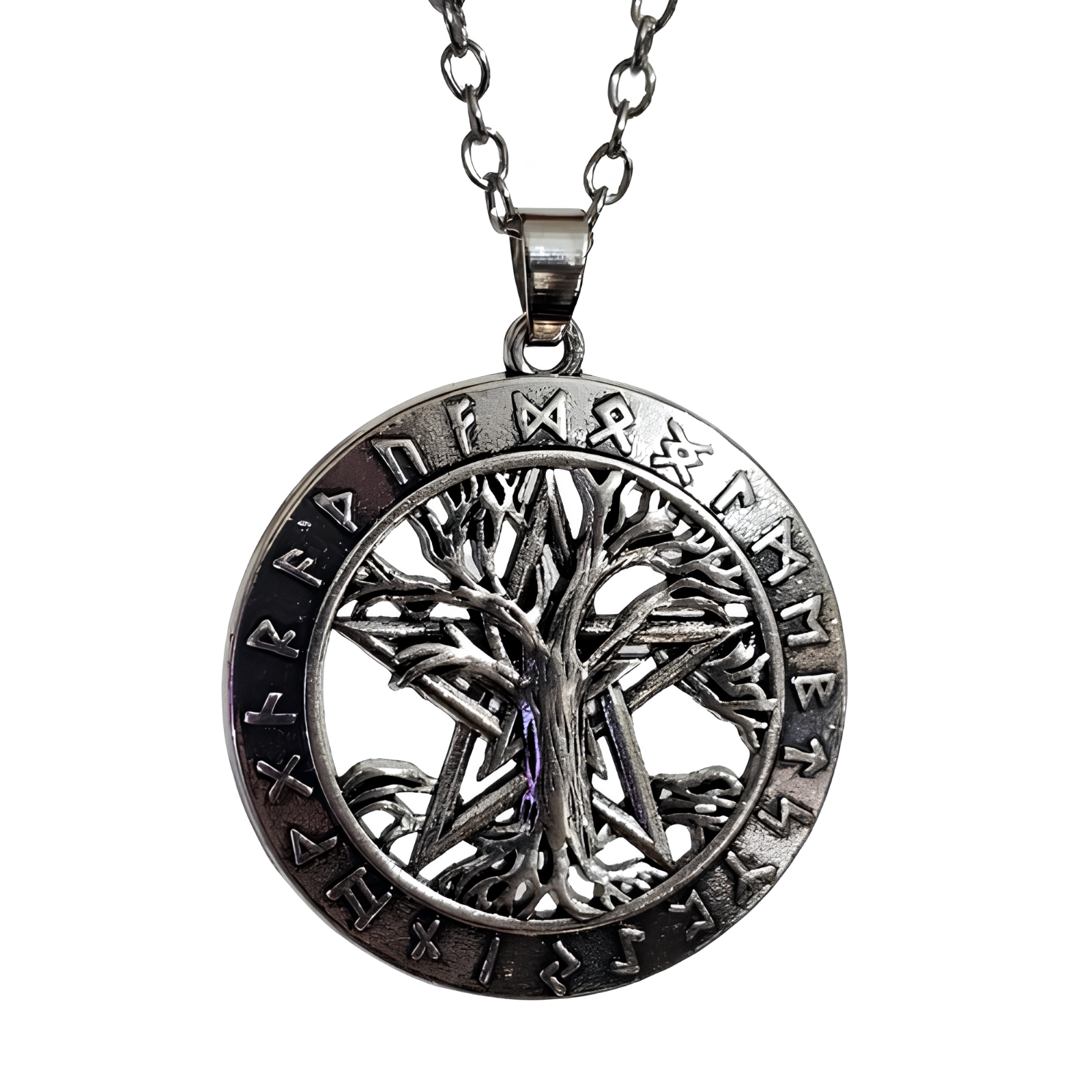 Pentacle Tree of Life Necklace Pendant Chain Necklace Rune Pagan Wicca Jewellery