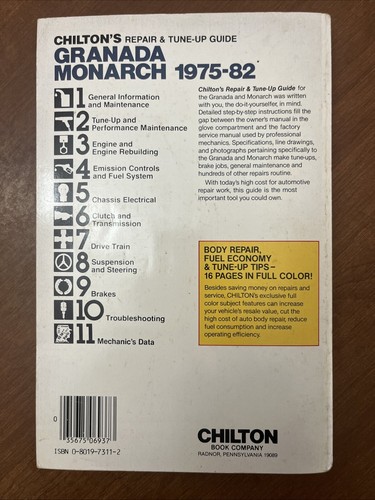 Chilton Repair Manual #6937 Granada Monarch 1975-82 - Picture 2 of 5