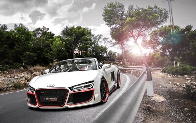 Cars 2014 audi r8 v10 spyder regula tuning Desk Mat Stitched