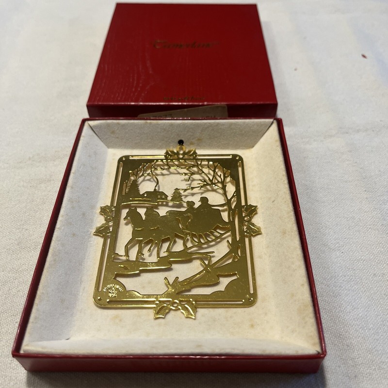 Vintage Camerlane Christmas Tree Ornament Horse & Sleigh