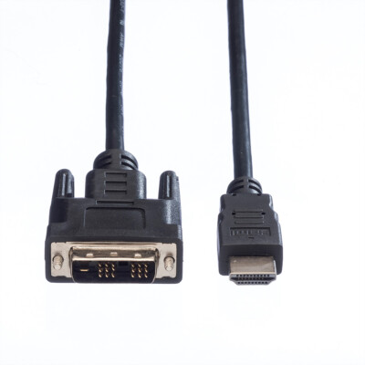 Kabel DVI (18+1) Stecker - HDMI Stecker, schwarz, 1 m