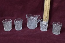 vintage Childrens fancy cut crystal pitcher and tumblers . Cut Glass