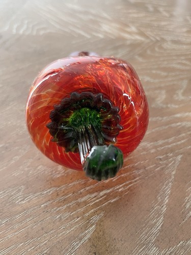Vintage Red Confetti Hand Blown Art Glass Chili Bell Pepper With Stem Italy - Picture 8 of 14