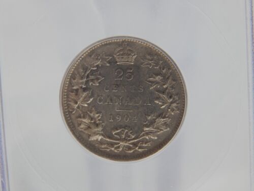 1904 Canada 25 Cent Piece - Quarter Coin - ICG Graded EF 45 DETAILS (BT742) - Picture 3 of 4