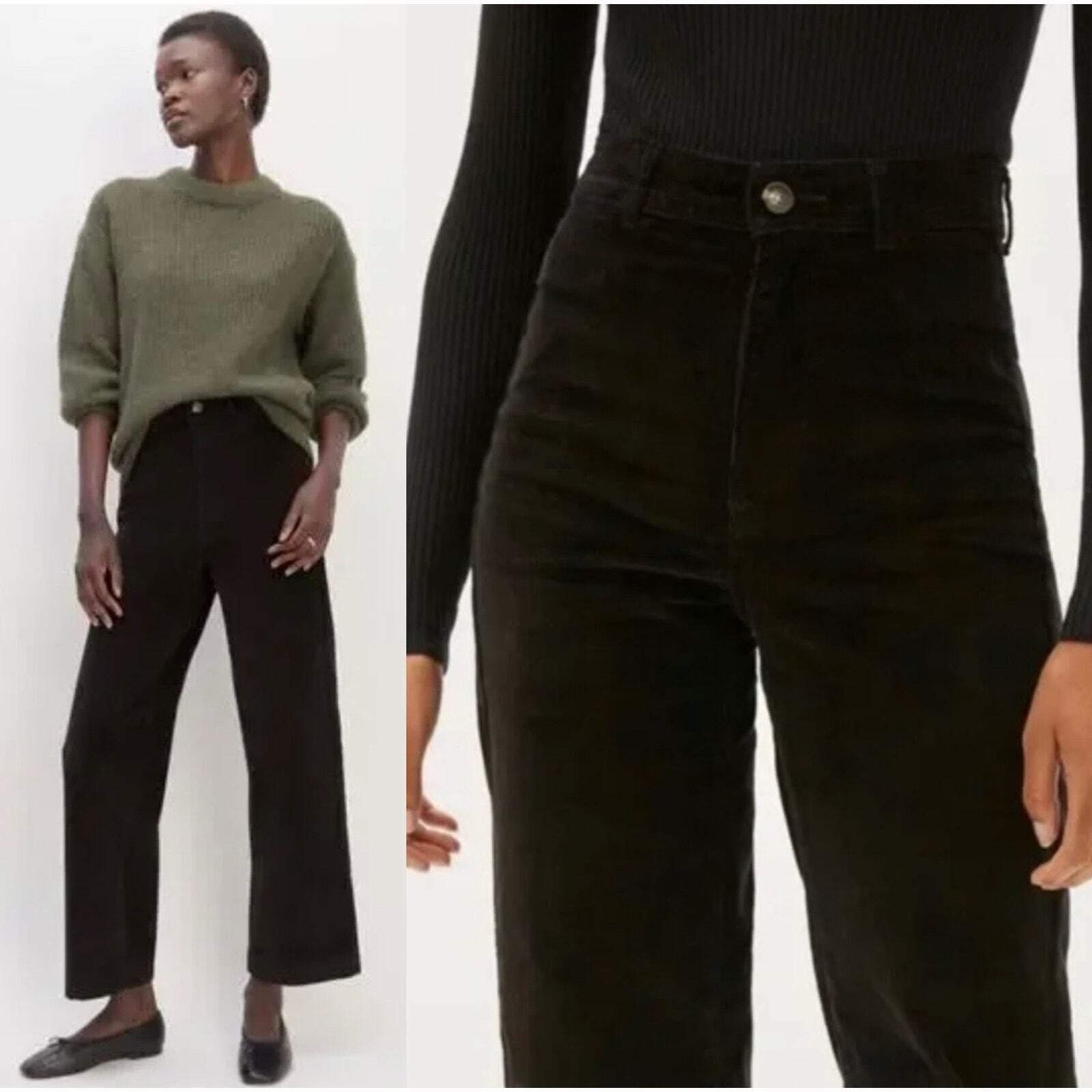 Everlane The Corduroy Wide Leg Pant In Black Size 6 New