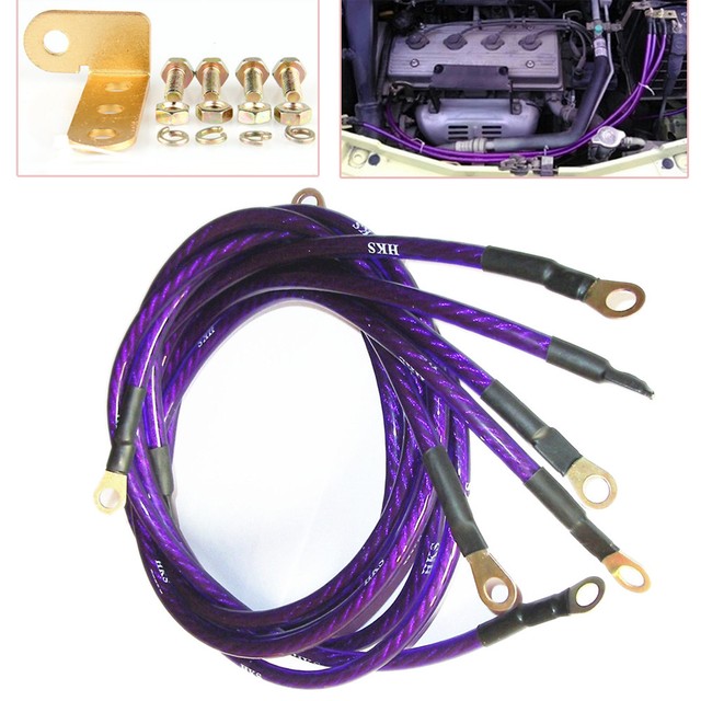 Car 5 Point Blue Grounding Kit Earth Ground Wire Cable