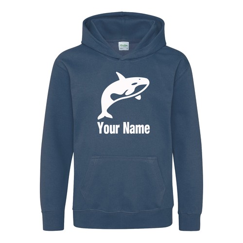 Childs Hoodie Whale Hoodie Personalised Kids Killer Whale Hoody Boys Girls - Imagen 2 de 7